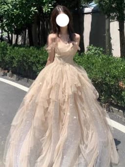 Princess Style One Shoulder Birthday Dress Adult Women's New 2024 Wedding Ceremony Hostess Dress Maids Dress with Belt