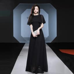Elegant plus Size Black Evening Gown Women's Dress Conceals Belly for Banquet Slimming Aesthetic High Waist Wedding Dress