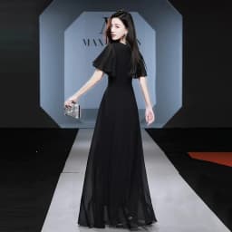 Elegant plus Size Black Evening Gown Women's Dress Conceals Belly for Banquet Slimming Aesthetic High Waist Wedding Dress