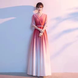 Ele Women's Performance Outfit Student Poem Recitation Evening Gown Red Song Cetition Host Conductor orm Bling Mat...