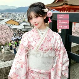 Summer New Cherry Blossom Kimono Robe Photography Costume Youth Daily Wear Floral Print Bathrobe Girl's Traditional Japanese ...