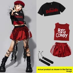 Red Jazz Dance Performance Outfit Children's Streetwear Show Trendy Girl Set Child Model Clothing Stage Performance Costume