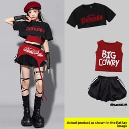 Red Jazz Dance Performance Outfit Children's Streetwear Show Trendy Girl Set Child Model Clothing Stage Performance Costume