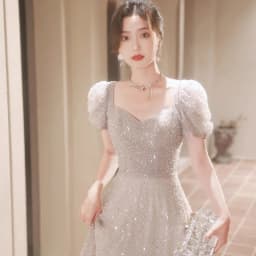 Elegant Evening Gown Women's High-End Luxury Adult Wedding Dress Hostess Toasting New 2025 Fashionable Neck Hanging Style