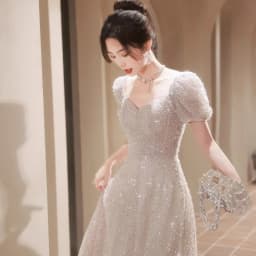 Elegant Evening Gown Women's High-End Luxury Adult Wedding Dress Hostess Toasting New 2025 Fashionable Neck Hanging Style