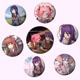 Anime D-Doki Doki Literature Club! Brooches Stylish Ornament Pins Exquisite Round Badge Bag Accessories Jewelry Gifts
