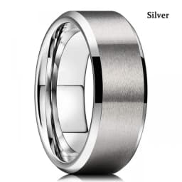 Fashion Men’s Silver Color Black Stainless Steel Ring Groove Multi-Faceted Ring For Men Women Engagement Ring Anniversary Gifts