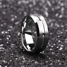 Fashion Men’s Silver Color Black Stainless Steel Ring Groove Multi-Faceted Ring For Men Women Engagement Ring Anniversary Gifts