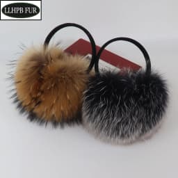 New Winter Real Fox Fur Earmuffs for Women Natural Fox Fur Scarves Dual Use Genuine Warmer Plush EarMuff Outdoor Solid Fur Scarf