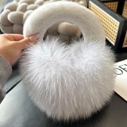 Fox Fur Ear Coverings for Women, Winter Warmth, Fur Ear Protectors, Cute Fur Ear Bags, Girle Fashion Windproof, Cycling Earmuffs