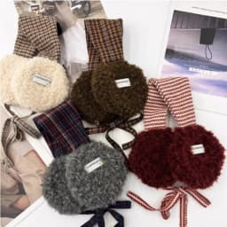 Korean Retro Contrasting Color Straps Plush Earmuffs for Women Winter Travel Warm Ear Protection Versatile Sweet Earflaps