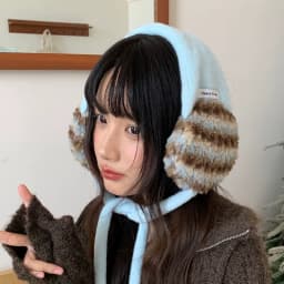 Korean Sweet Pink Hand-knitted Plush Earmuffs for Women Autumn and Winter Travel To Keep Warm and Versatile Hair Accessories