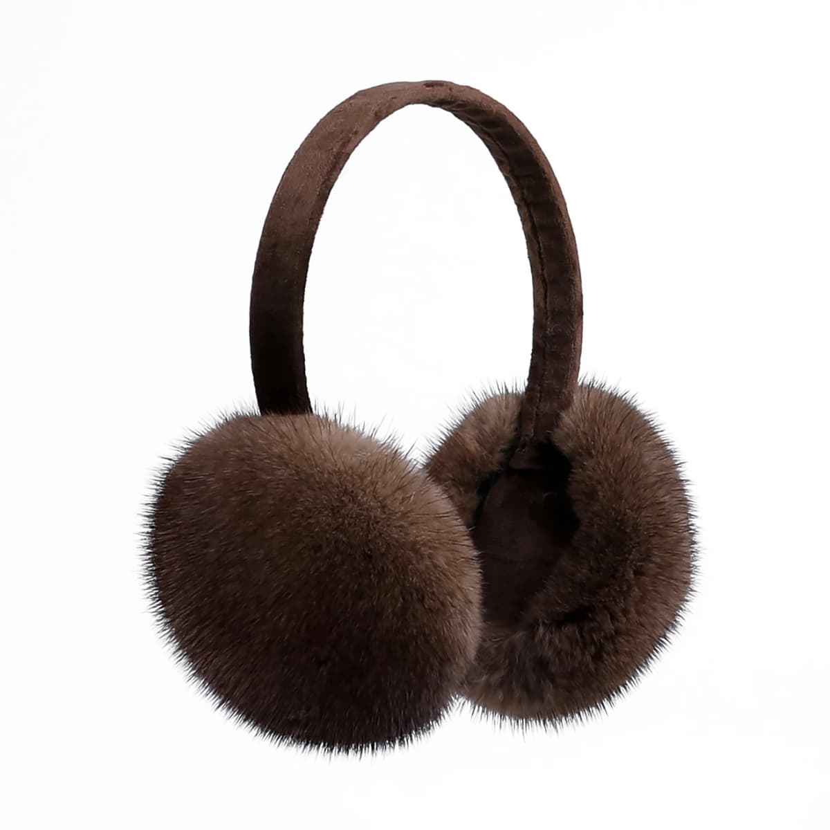 BOONJOVIA Unisex Real Mink Fur Earmuffs With Velvet Band Mens Womens Foldable Ear Warmer-Luxury Winter