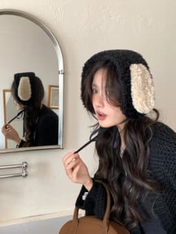 Kiki Hop Plued Ear Caps Winter Guard Warm Thumbs Slip for School Cute L Lambda Ngy Wool Earphone Covers Fastener on Earphone