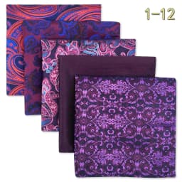 5 Pack Set Mens Pocket Square Handkerchief Multiple Designs Paisley Floral Solid Color Suit Towel Hanky Gentlemen Party Prom