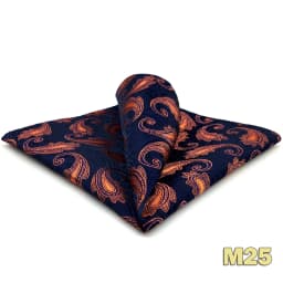 Luxury Mens Pocket Square Handkerchief Blue Navy Brown Paisley Jacquard Suit Hanky Large Classic Gentlemen Wedding Party Gift