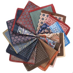 Tailor Smith Men's Classic Red Khaki Print Dot Handkerchiefs Paisley Floral Pockets Square Wedding Hankies Business Gift for Him