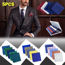 5 PCS Luxury Mens Pocket Square Set Handkerchief Assorted Paisley Floral Print Striped Hanky Suit Gentlemen Wedding Gift Vintage