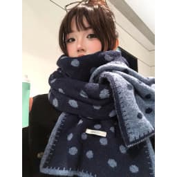 Korean Style Lazy Polka Dot Double Sided Woolen Scarf Women's Winter Warm Neck Warmer Long Rectangle Shawl Versatile Fashion ...