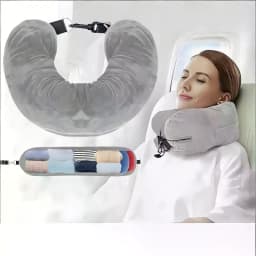U-Shaped Fillable Travel Neck Pillow 2-in-1 Clothes Storage Neck Cushion for Airplane Travel Portable Washable Pillowcase Bag