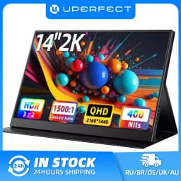 UPERFECT 14" 2K Portable Monitor 2160*1440 QHD External Display with Dual Speakers HDR FreeSync Second Screen for Laptop PC