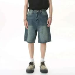 IEFB Summer Men's Casual Jeans Shorts Loose Mid High Waist Fashion Knee Lenght Denim Short Pants Vintage Male New Korean 9A8588