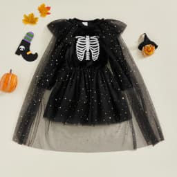 Toddler Baby Girl Halloween Costume Spider Witch Black Dress Long Sleeve Orange Tulle Tutu Skirt Cute Fall Halloween Clothes