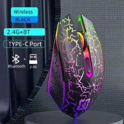KEBIDUMEI Bluetooth 5.2 Mouse RGB 2.4G Wireless Mouse Dual-Mode Gaming Mouse 6 Buttons Silent Mouse For Laptops Computer