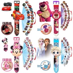 Cartoon Cars Story Elsa Losto 24 Pictures DSN Cartoon Projection Electronic Watch Lightning Mcqueen Snow White Gift