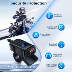 Motorcycle Vehicle-Mounted Charger Waterproof Adapter 12V-24V Phone USB PD Ports Quick Charge 3.0 With Switch Digital Voltmeter