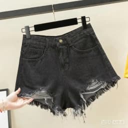 Korean Denim Shorts Women Summer Fashion Casual High Waist Ripped Jeans Pocket Tassel Y2K Hot Pants Streetwear Blue Trousers
