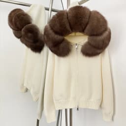 OFTBUY New Fashion Autumn Winter Casual Hooded Real Fox Fur Collar Fashion Short Knitted Jacket with Natural Fur Coat for Women