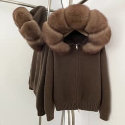 OFTBUY New Fashion Autumn Winter Casual Hooded Real Fox Fur Collar Fashion Short Knitted Jacket with Natural Fur Coat for Women
