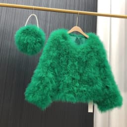 Ostrich Feather Coat for Women 100% Natural Fur Coats O Neck Long Sleeve Ladies Nightclub Turkey Jackets Winter Fashion