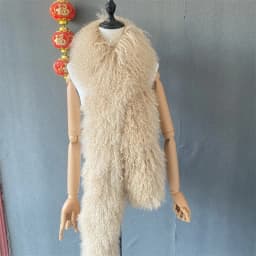 Double Faced Women Outfit Curly Winter Gorgeous Real Mongolian Lamb Fur Scarf
