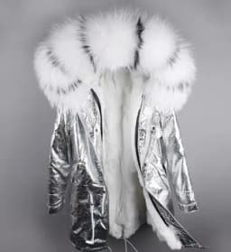 MMK fashion women's parka coat rabbit fur lining big raccoon fur collar winter coat jacket long hooded army green season warm ja