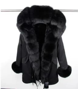 MMK fashion women's parka coat rabbit fur lining big raccoon fur collar winter coat jacket long hooded army green season warm ja