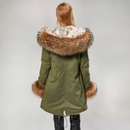 MMK fashion women's parka coat rabbit fur lining big raccoon fur collar winter coat jacket long hooded army green season warm ja