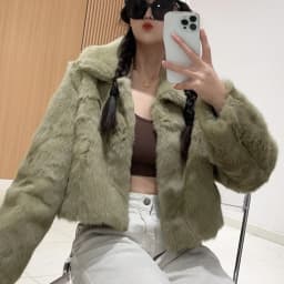Fancy Rani Natural Fur Coat Women Winter Jacket Real Leather And Fur Short Women's Clothing Female Outerwears With 2024 Black
