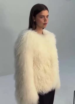 Mongolian Fur Coat Fur Jacket Women's Elegant Fluffy Solid Color Thickened Thermal Long Sleeve Coat Winter Fashion Oversized Lad