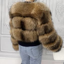 Real Natural Raccoon Jacket Women's Fashion Coats Real Fur Coat Round Neck Warm Thick Hoodie Detachable New Style