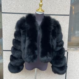 Women's Real Fox Fur Coat Winter Fashion Short Vertical Natural Fox Fur Raccoon Fur Jacket HUA QIU MEI SI