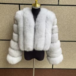 Women's Real Fox Fur Coat Winter Fashion Short Vertical Natural Fox Fur Raccoon Fur Jacket HUA QIU MEI SI