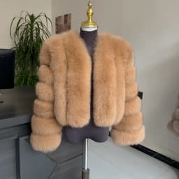 Women's Real Fox Fur Coat Winter Fashion Short Vertical Natural Fox Fur Raccoon Fur Jacket HUA QIU MEI SI