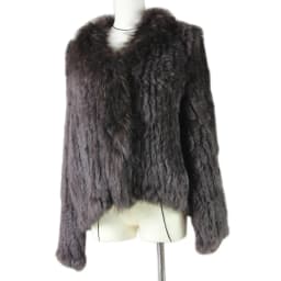 Harppihop rabbit fur Genuine Knitted coat for Women Raccoon Fur collar Jacket Trench Outwear fashion street party jacketC918