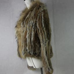 Harppihop rabbit fur Genuine Knitted coat for Women Raccoon Fur collar Jacket Trench Outwear fashion street party jacketC918