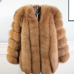 Women's Real Fox Fur Coat Winter Warm Luxury Jacket Natural Fur Thick Cozy Extra Long Heavy Windproof Outerwear for Ladies WG-70