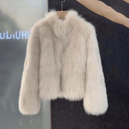 Hebe Style Plush Fur Jacket Women's Winter Warm Outerwear Eco-friendly Synthetic Leather Short Coat French Style Loose Fit