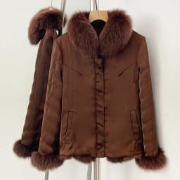 OFTBUY New Luxury Winter Outerwear Female Women's Reversible Real Fox Fur Coat Chevron Quilted Short Fur Jacket with High Collar
