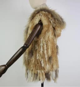 Harppihop fashion rabbit fur vest raccoon fur trimming knitted rabbit fur vest with hood fur waistcoat gilet